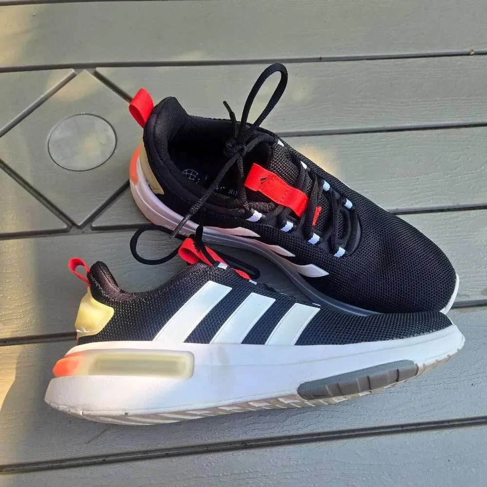 ADIDAS RACER TR23 BLACK WHITE RED mens size 7.5 running sneaker